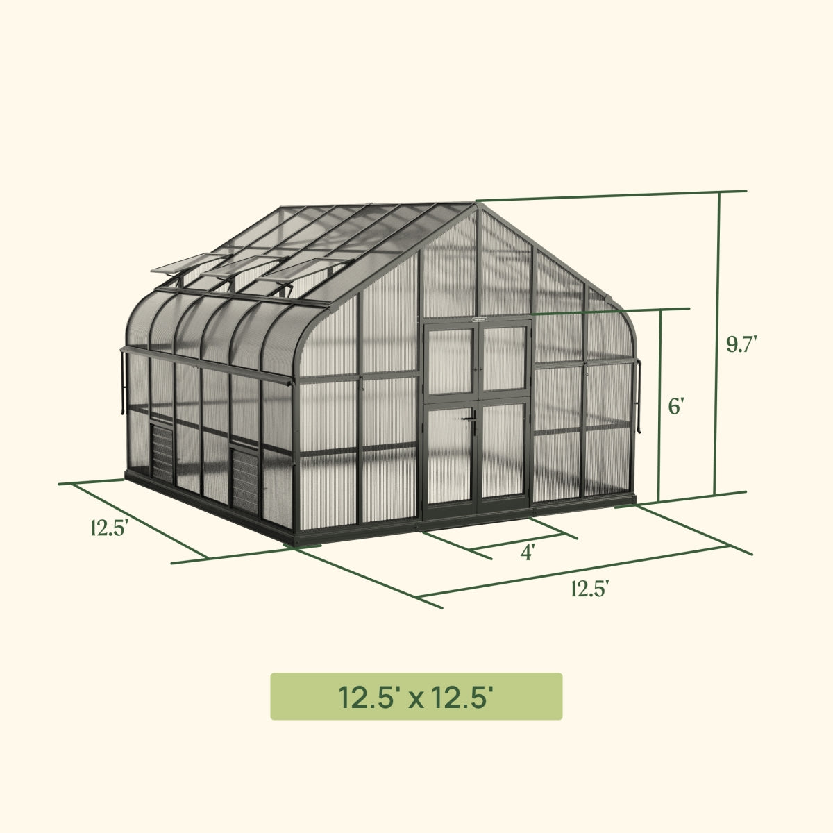 Vego | Grand Pacific Greenhouse Kit 12ft 6in Wide