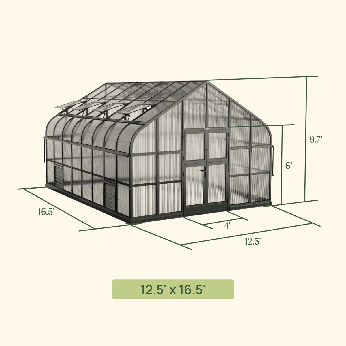Vego | Grand Pacific Greenhouse Kit 12ft 6in Wide