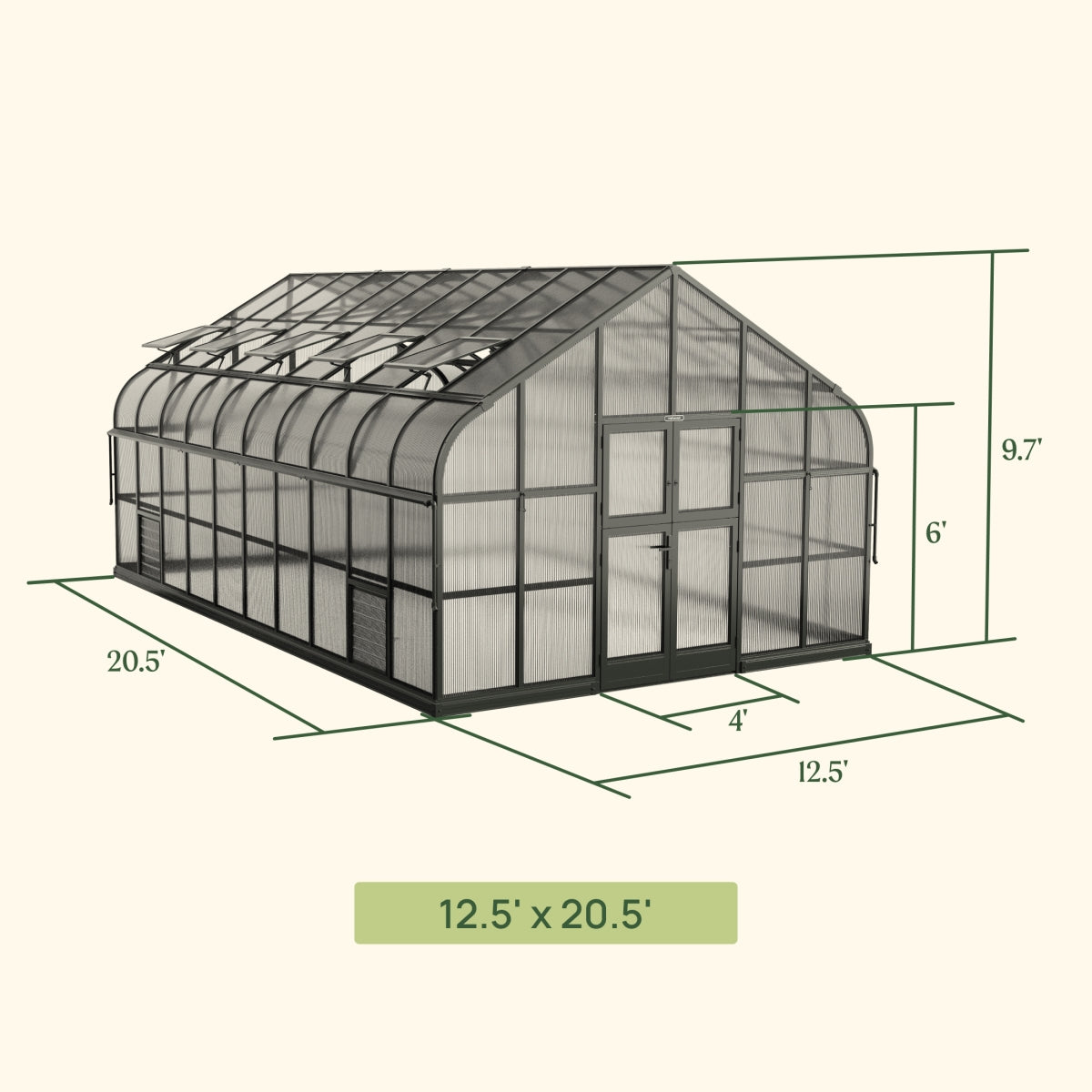 Vego | Grand Pacific Greenhouse Kit 12ft 6in Wide