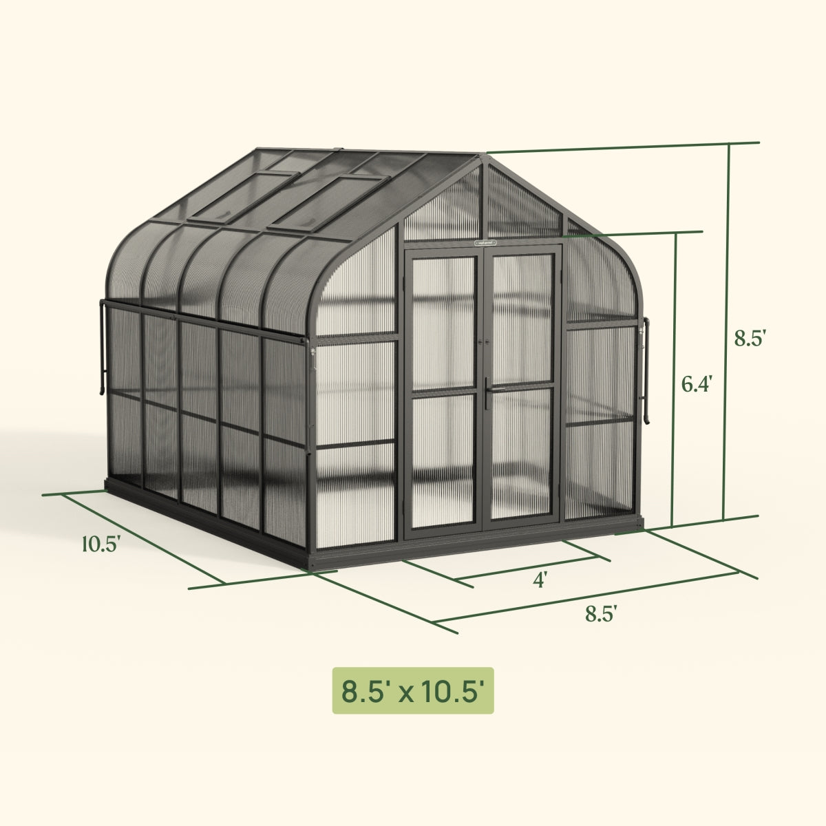 Vego | Pacific Greenhouse Kit 8ft 6in Wide
