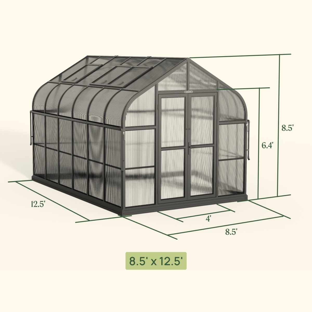 Vego | Pacific Greenhouse Kit 8ft 6in Wide