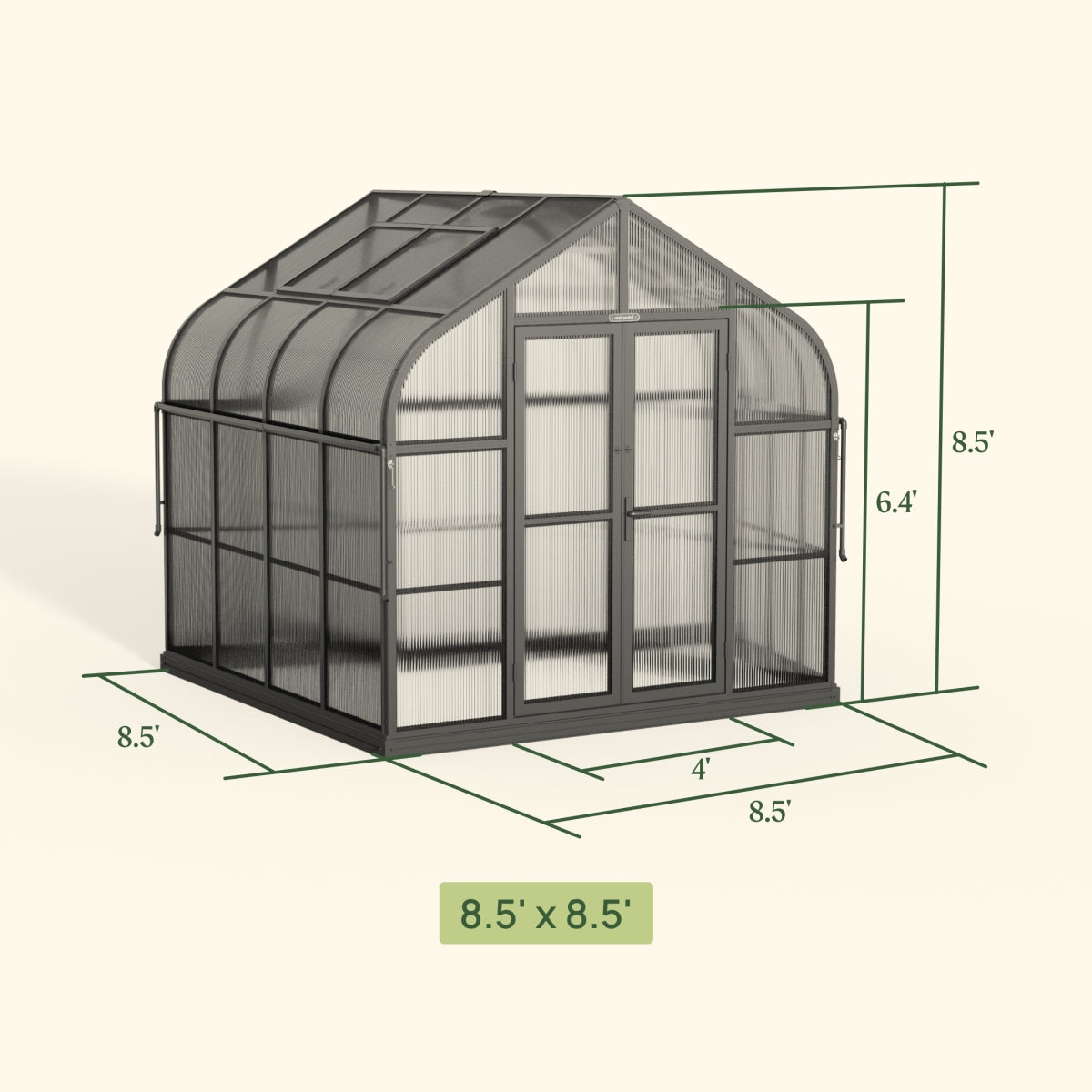 Vego | Pacific Greenhouse Kit 8ft 6in Wide