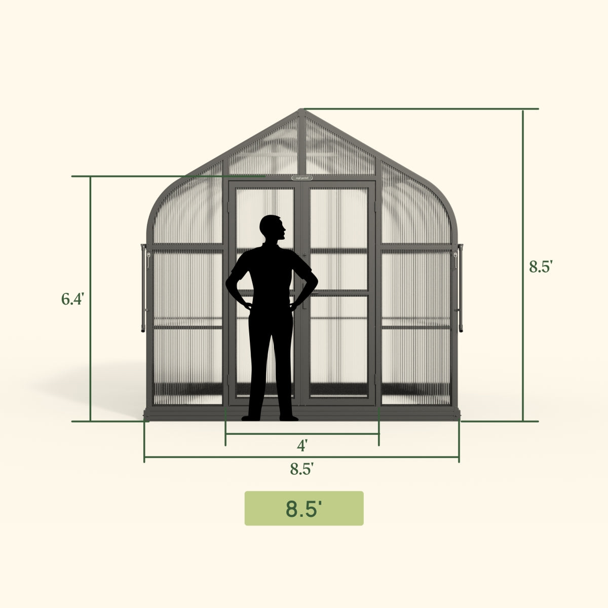 Vego | Pacific Greenhouse Kit 8ft 6in Wide