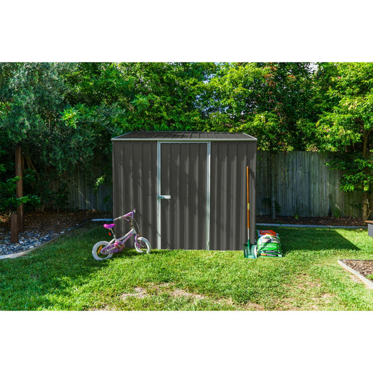 Absco | 7.5x5x7 ft Single Door Space Saver Metal Garden Shed - Woodland Gray