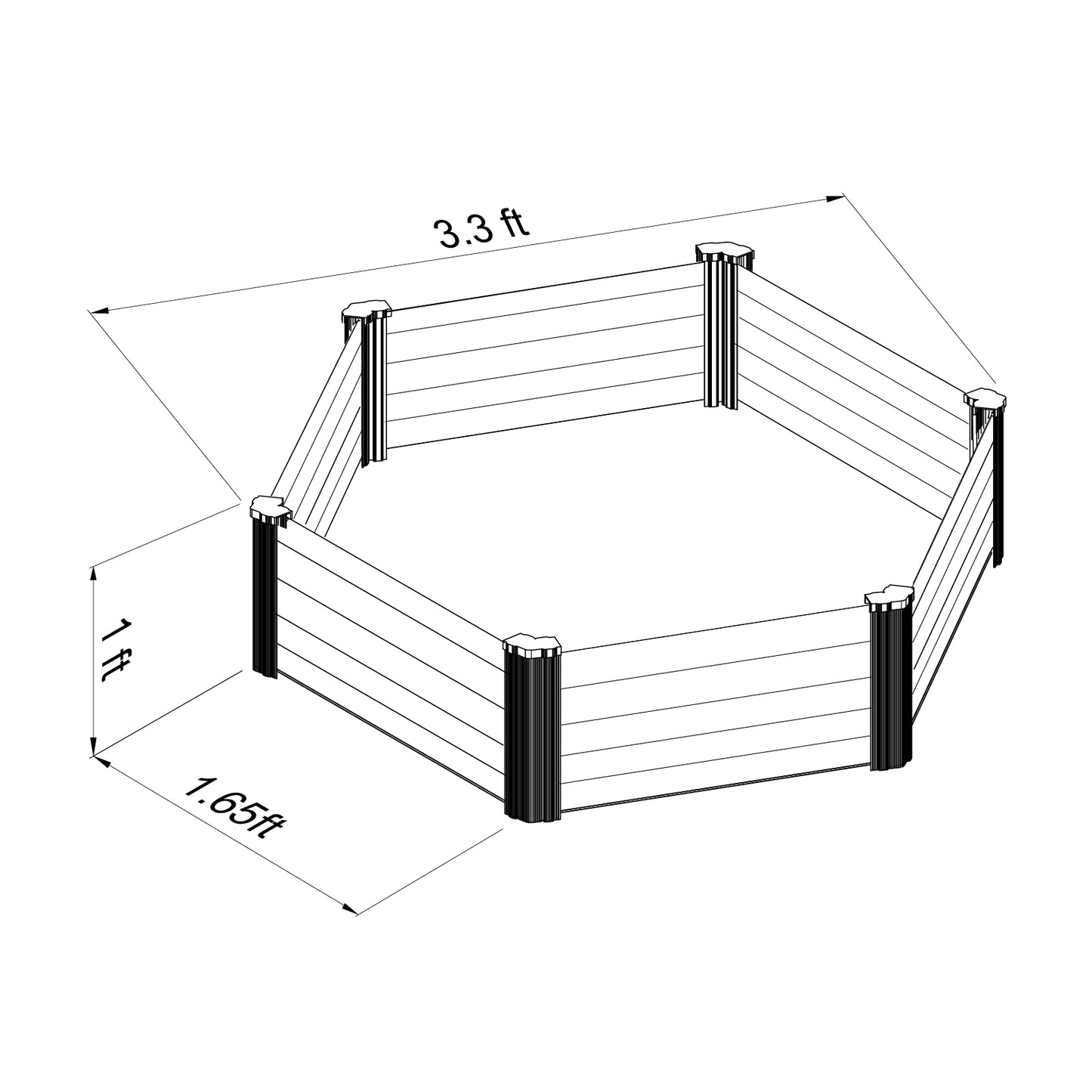 Absco | 39x39x12 in. Hex Raised Garden Bed