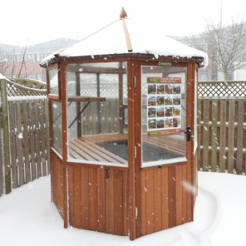 Alton | Octagonal Half Board Cedar Greenhouse With 3mm Tempered Glass Glazing