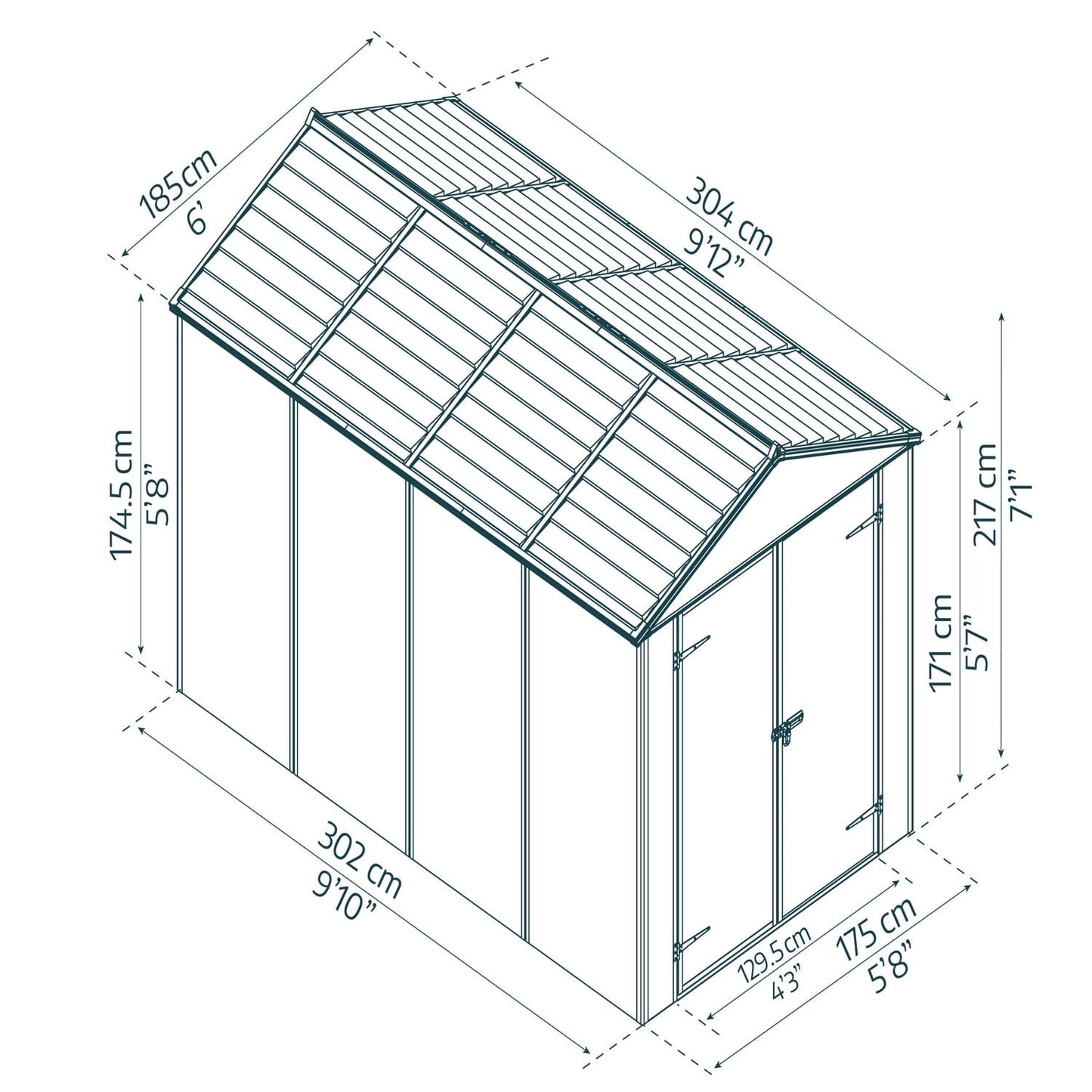 Palram - Canopia Sheds Palram - Canopia | Rubicon 6x10x7 Ft Shed - Gray HG9710GY