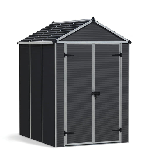 Palram - Canopia | Rubicon 6ft Ultra Durable Outdoor Storage Shed for Garden Dark Grey Series