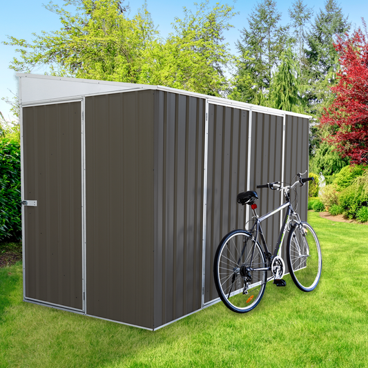 Absco | 10x5 ft Lean To Metal Bike Shed