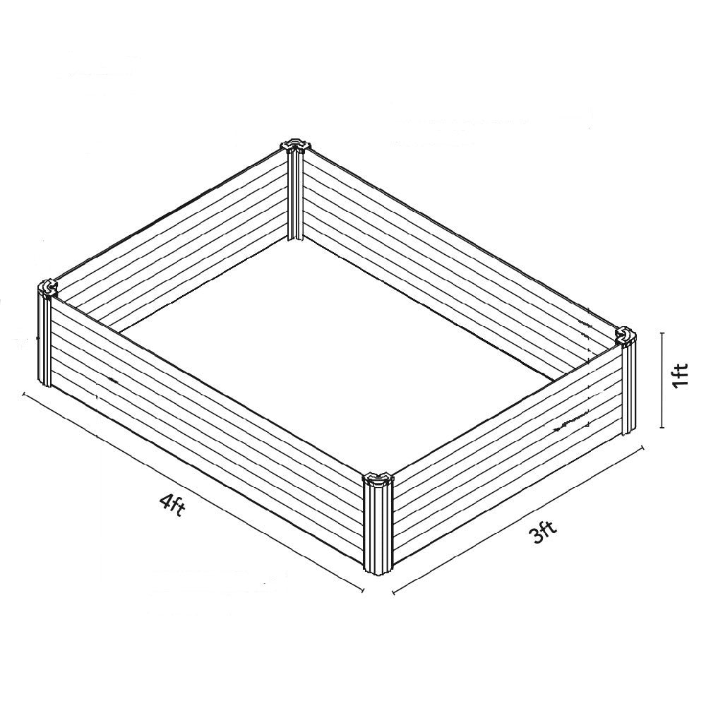 Absco | 4x3x1 ft Rectangle Raised Garden Bed