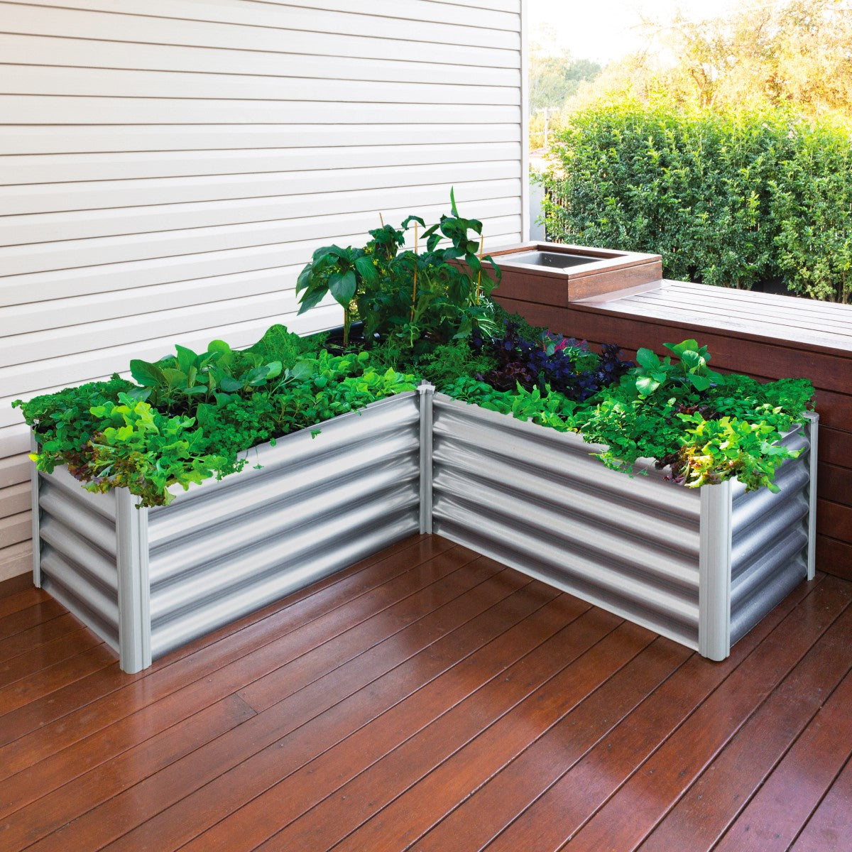 Absco | 5x5x1.3 ft L Shaped Raised Garden Bed - Woodland Gray