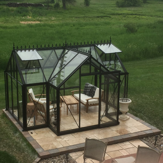 Janssens | 10x12.5x8 ft Junior Orangerie Glass Greenhouse Kit With 4mm Tempered Glass Glazing