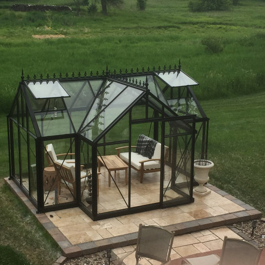 Janssens | 10x13x8 ft Junior Orangerie Glass Greenhouse Kit With 4mm Tempered Glass Glazing