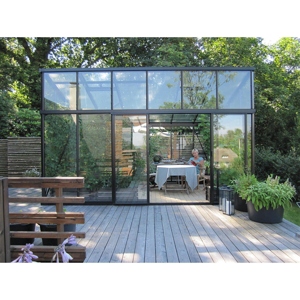 Janssens | 8x10x6.5 ft Modern M23 Pent Roof Glass Greenhouse Kit With 4mm Tempered Glass Glazing