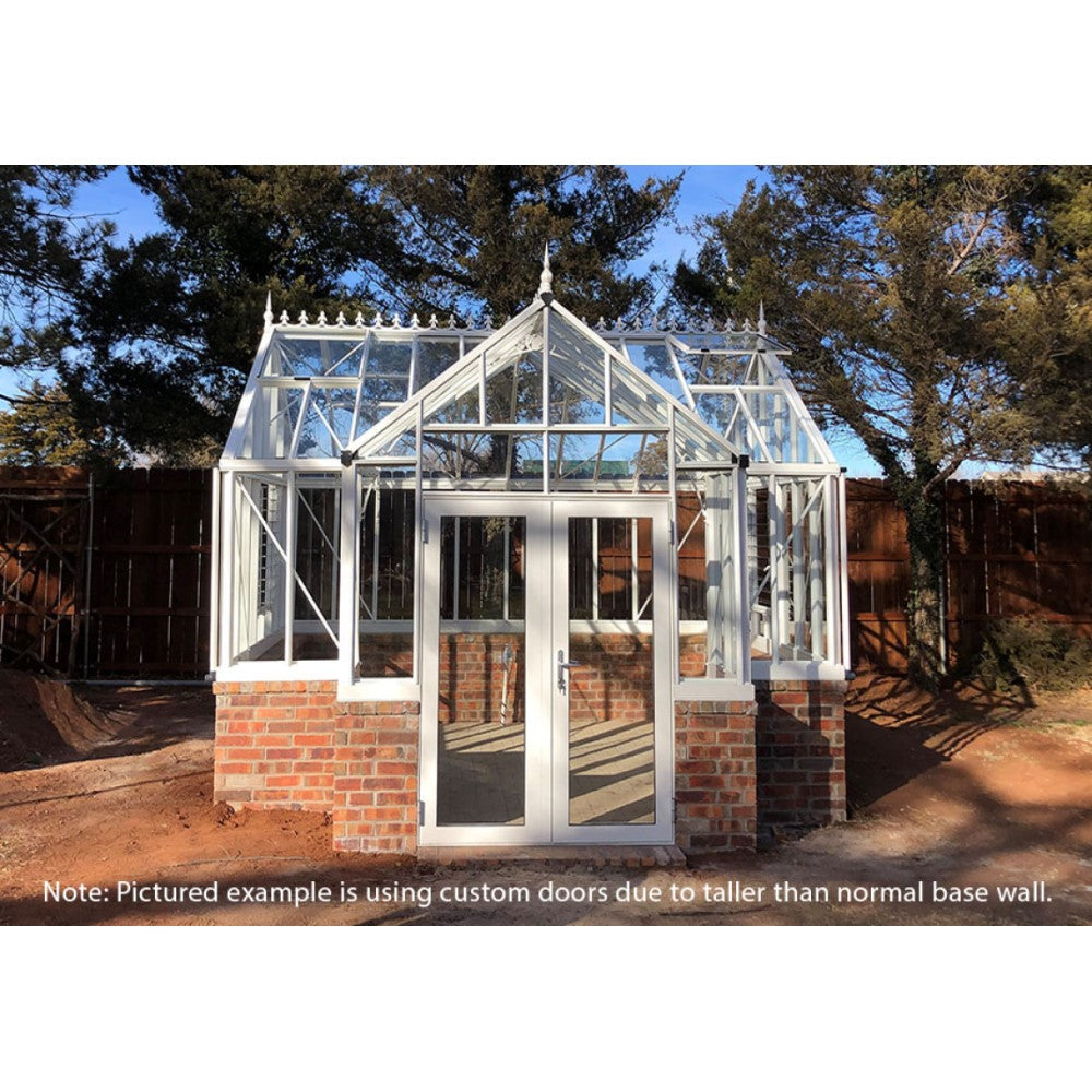 Janssens | 13x13x10 Ft Royal Antique Victorian EOS Glass Greenhouse Kit With 4mm Tempered Glass Glazing On Stem Wall