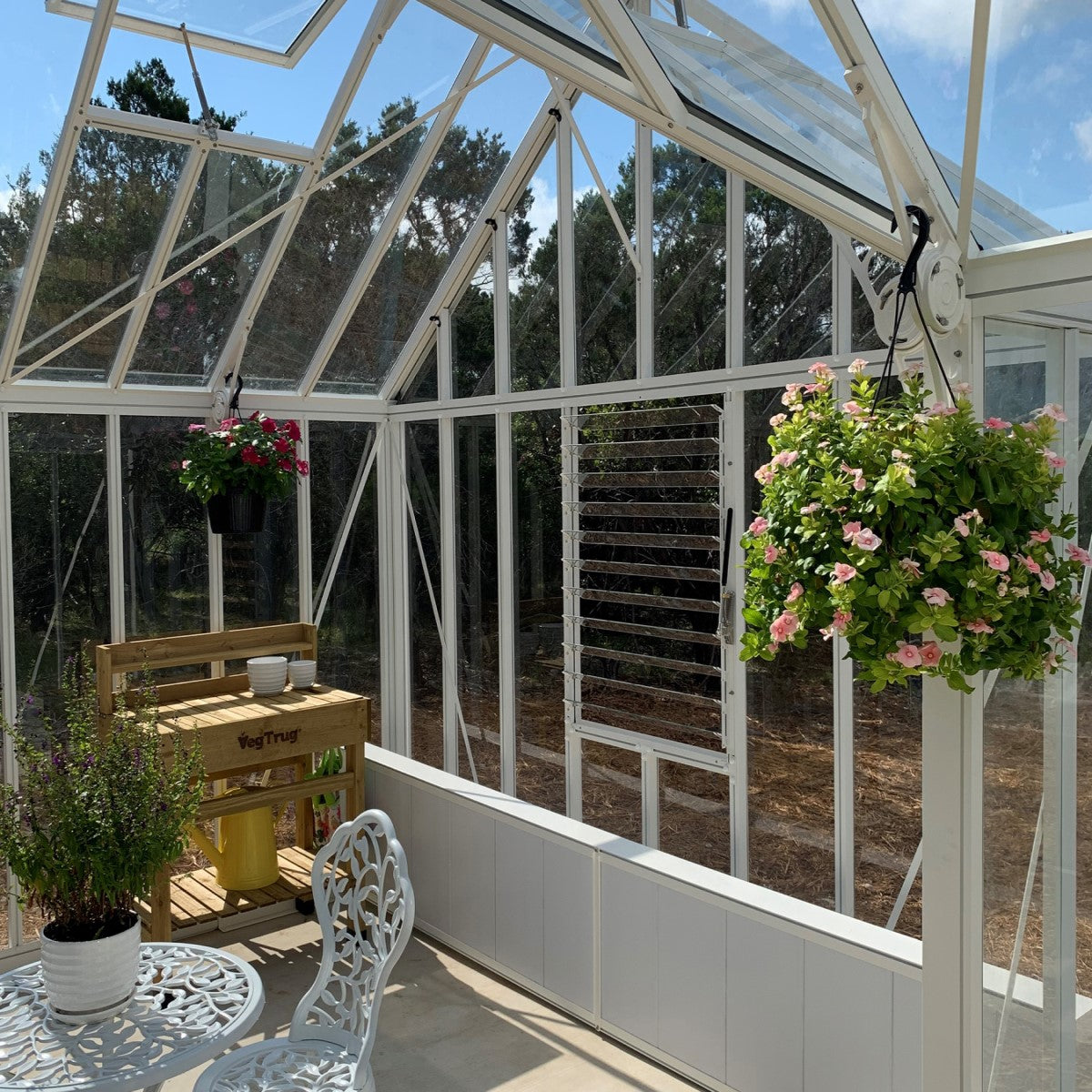 Janssens | 13x13x10 Ft Royal Antique Victorian EOS Glass Greenhouse Kit With 4mm Tempered Glass Glazing On Stem Wall