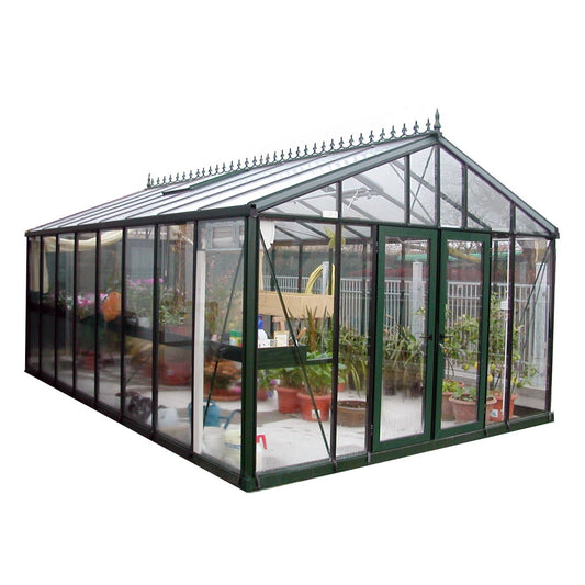 Janssens | 12.5x20x9 ft Royal Victorian VI 46 Large Glass Greenhouse Kit With 4mm Tempered Glass Glazing