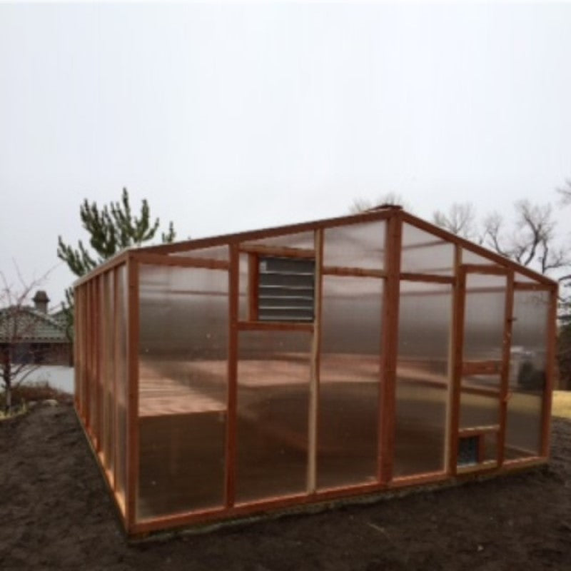 Santa Barbara | Deluxe Redwood Glass Greenhouse/Sunroom Premium Package With 3/16 inch Glass Glazing and Pre-assembled Panels