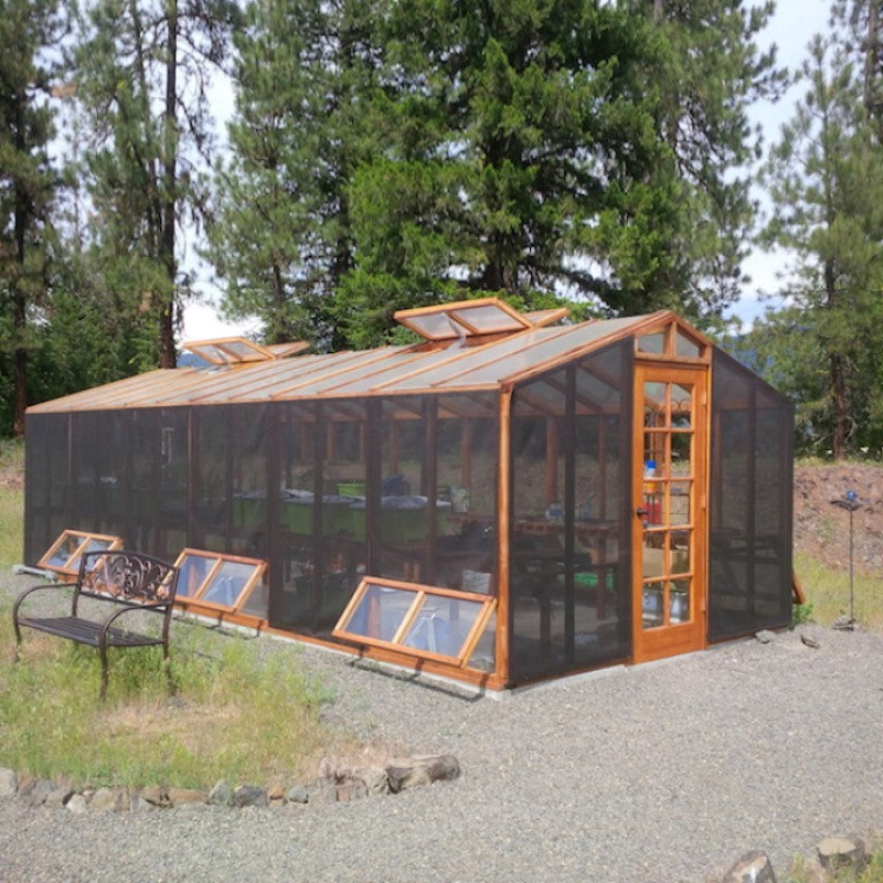 Santa Barbara | Deluxe Redwood Glass Greenhouse/Sunroom Premium Package With 3/16 inch Glass Glazing and Pre-assembled Panels