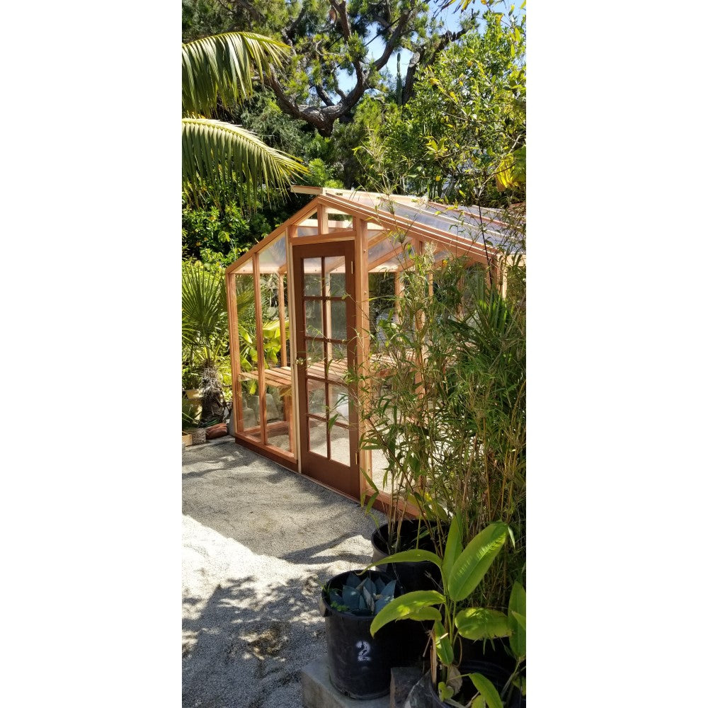 Santa Barbara | Deluxe Redwood Glass Greenhouse/Sunroom Premium Package With 3/16 inch Glass Glazing and Pre-assembled Panels