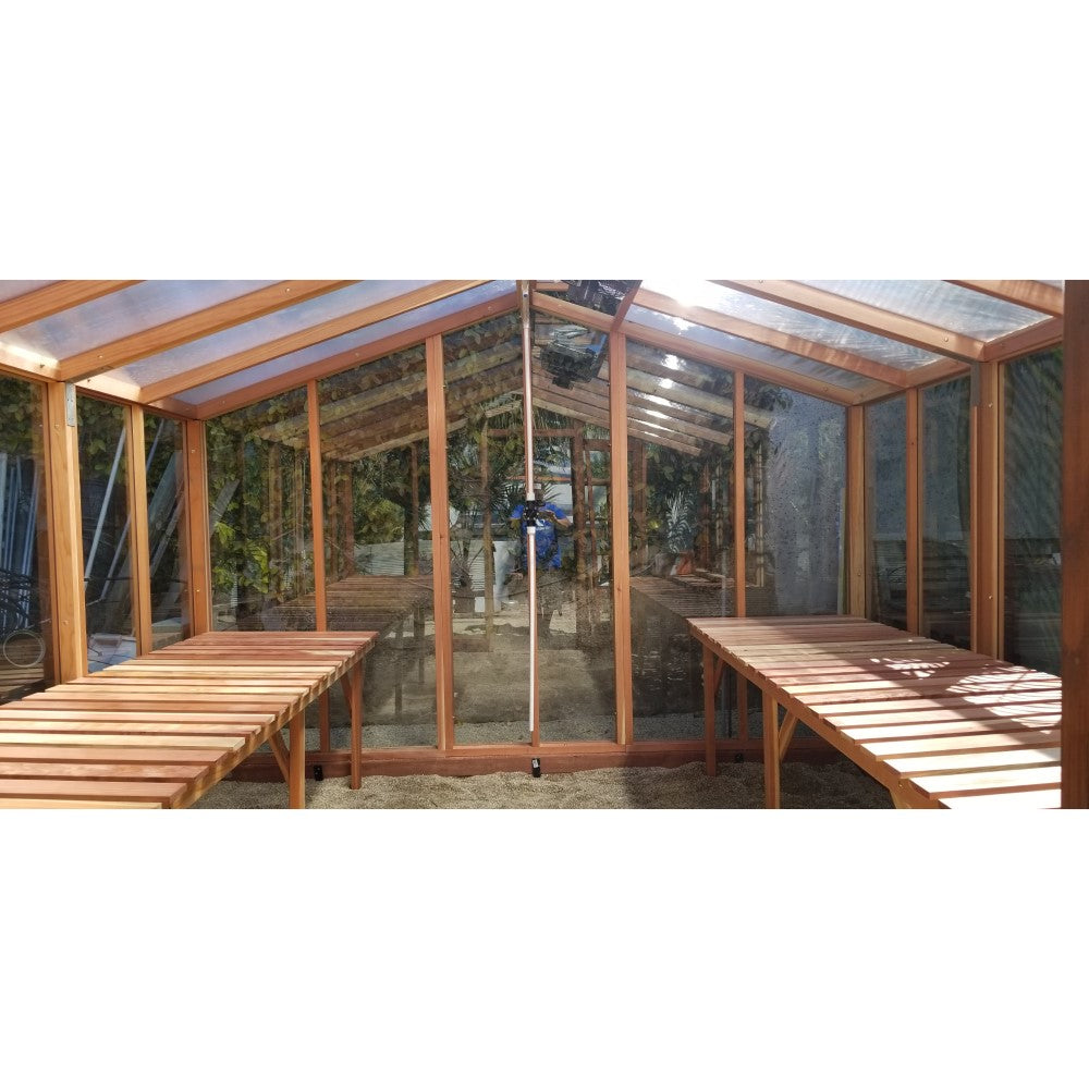 Santa Barbara | Deluxe Redwood Glass Greenhouse/Sunroom Premium Package With 3/16 inch Glass Glazing and Pre-assembled Panels