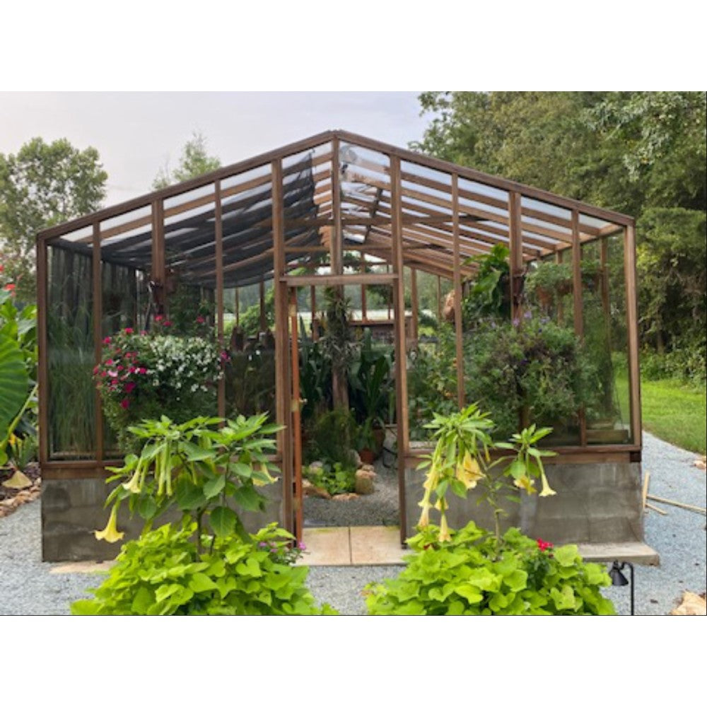 Santa Barbara | Deluxe Redwood Glass Greenhouse/Sunroom Premium Package With 3/16 inch Glass Glazing and Pre-assembled Panels