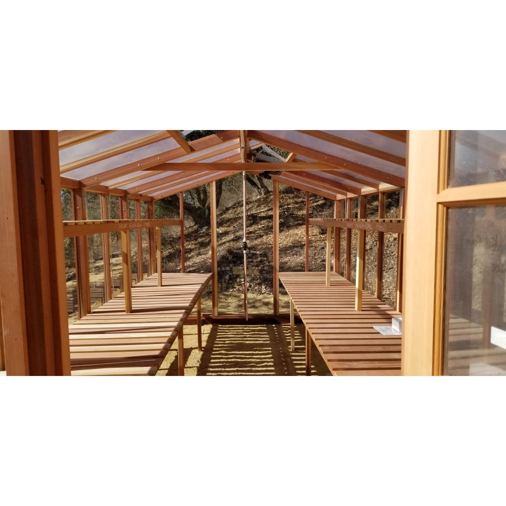 Santa Barbara | Deluxe Redwood Glass Greenhouse/Sunroom Premium Package With 3/16 inch Glass Glazing and Pre-assembled Panels