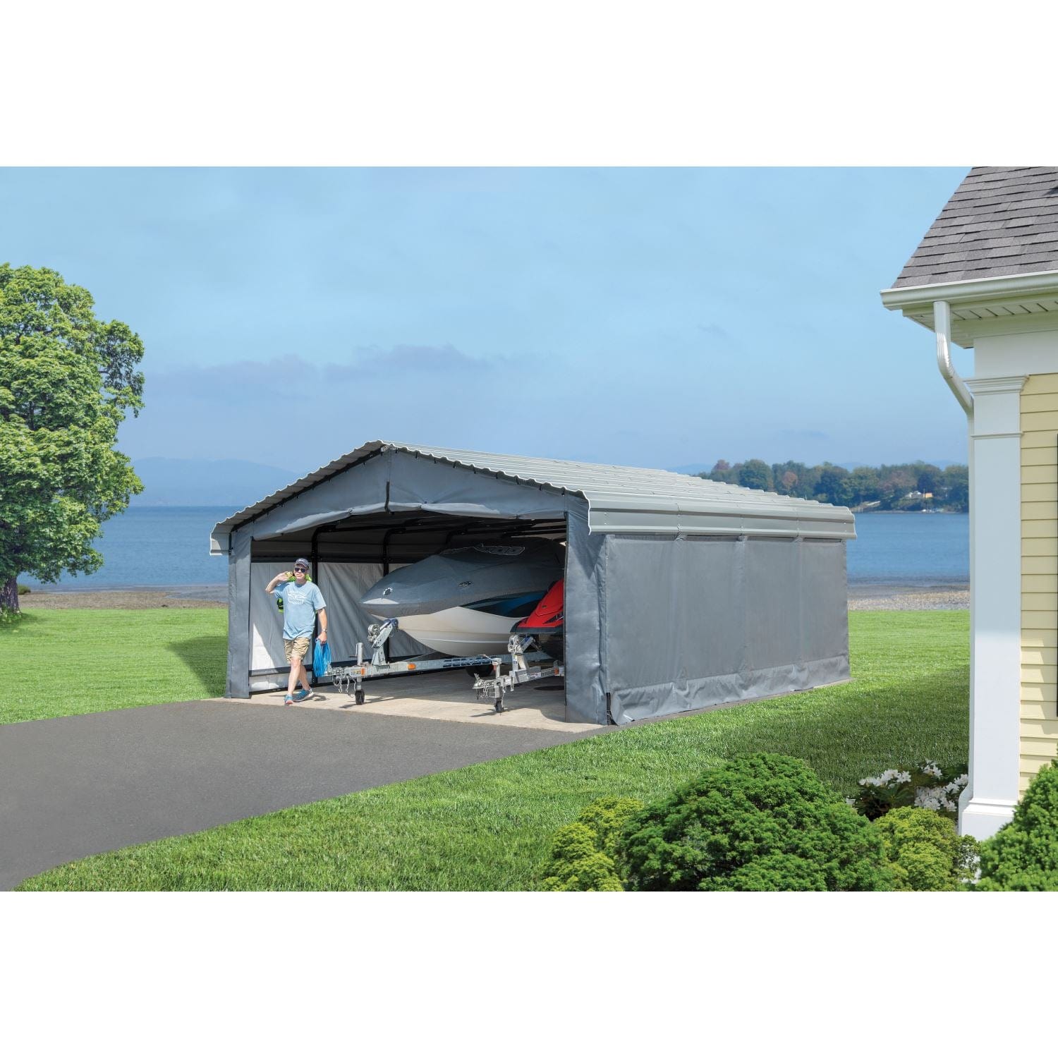 Arrow Carport Accessories Arrow | Enclosure Kit for 20x20x7 ft Carport Grey 10183