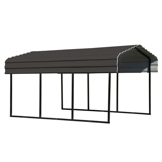 Arrow Steel Carport 10' x 15' x 7' Galvanized Black/Charcoal - mygreenhousestore.com