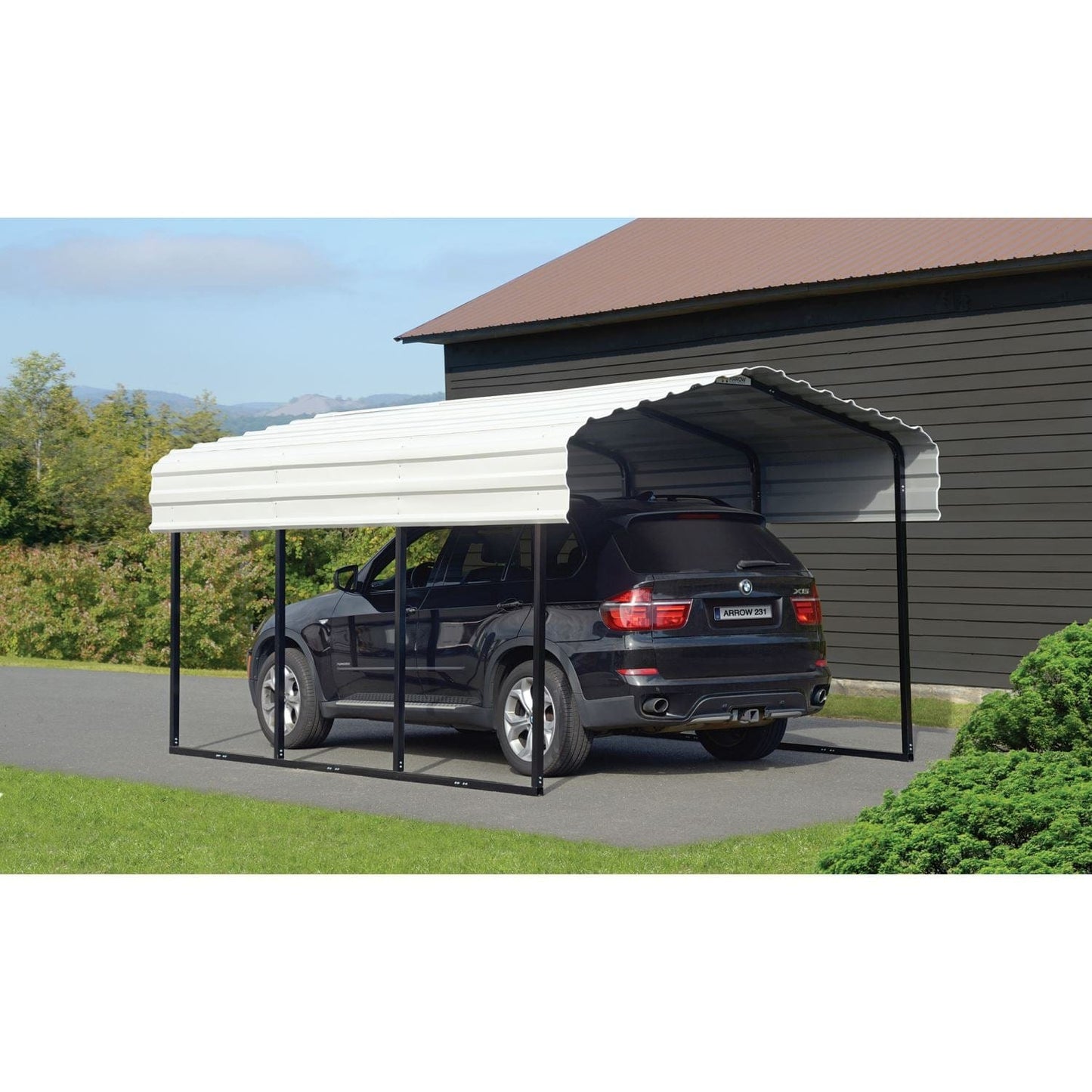 Arrow Steel Carport 10' x 15' x 7' Galvanized Black/Eggshell - mygreenhousestore.com