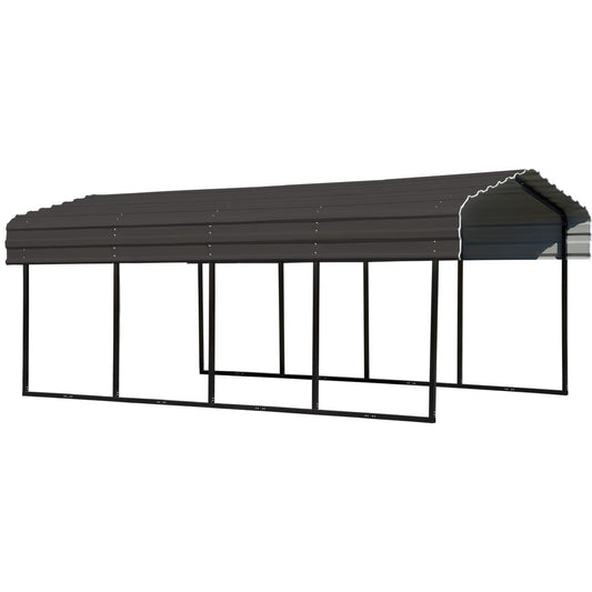 Arrow Steel Carport 10' x 20' x 7' Galvanized Black/Charcoal - mygreenhousestore.com