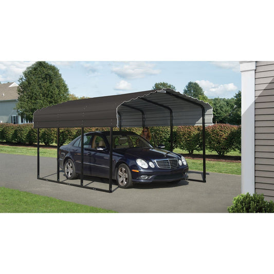 Arrow Steel Carport 10' x 20' x 7' Galvanized Black/Charcoal - mygreenhousestore.com