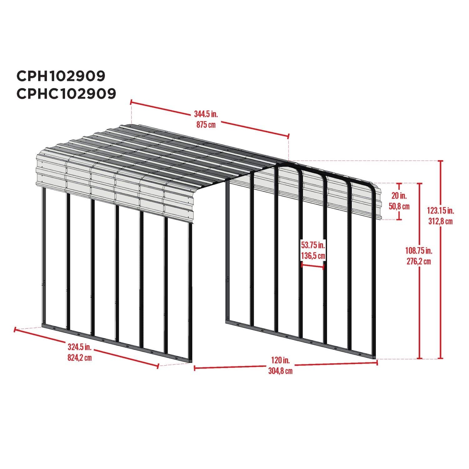 Arrow Carports Arrow | Carport 10x29x9 ft Eggshell CPH102909