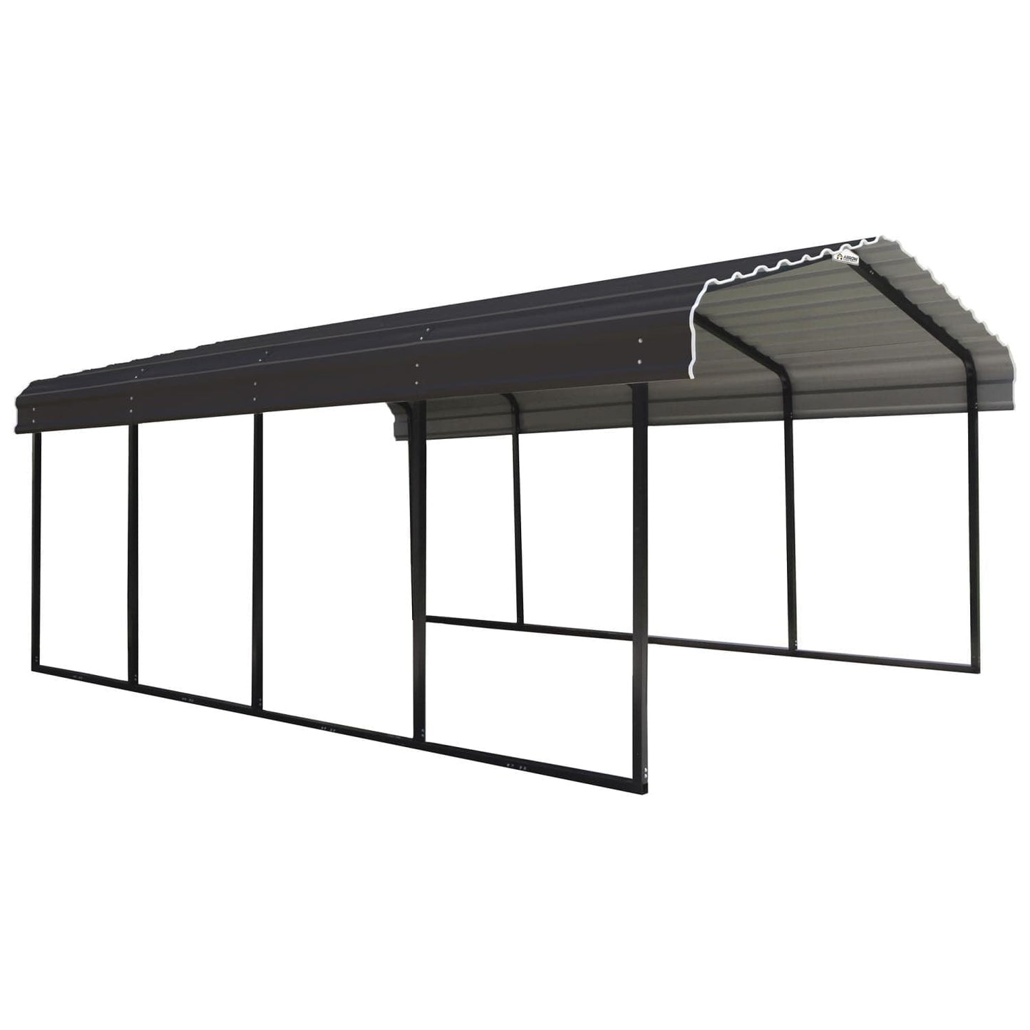 Arrow Steel Carport 12' x 20' x 7' Galvanized Black/Charcoal - mygreenhousestore.com