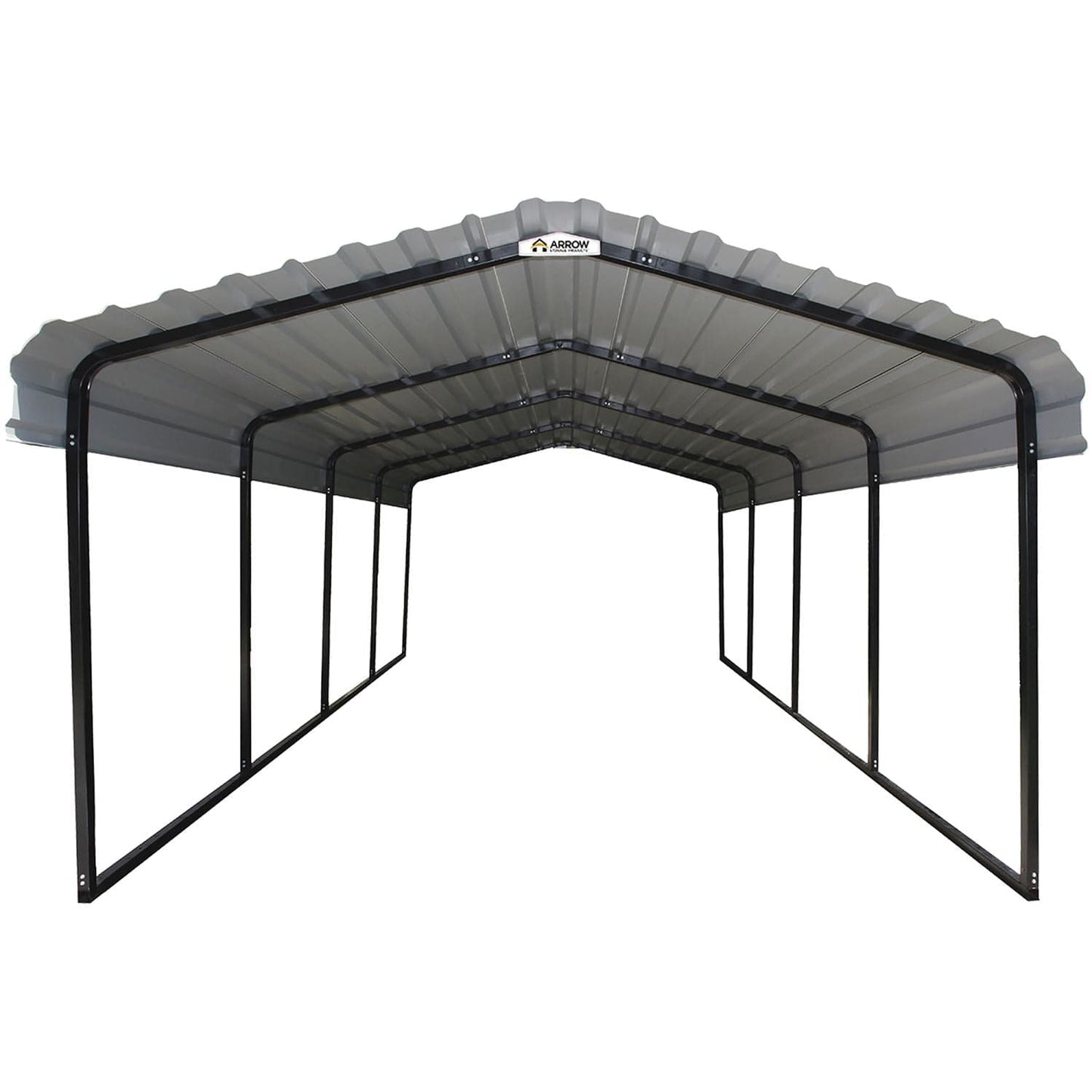 Arrow Steel Carport 12' x 20' x 7' Galvanized Black/Charcoal - mygreenhousestore.com