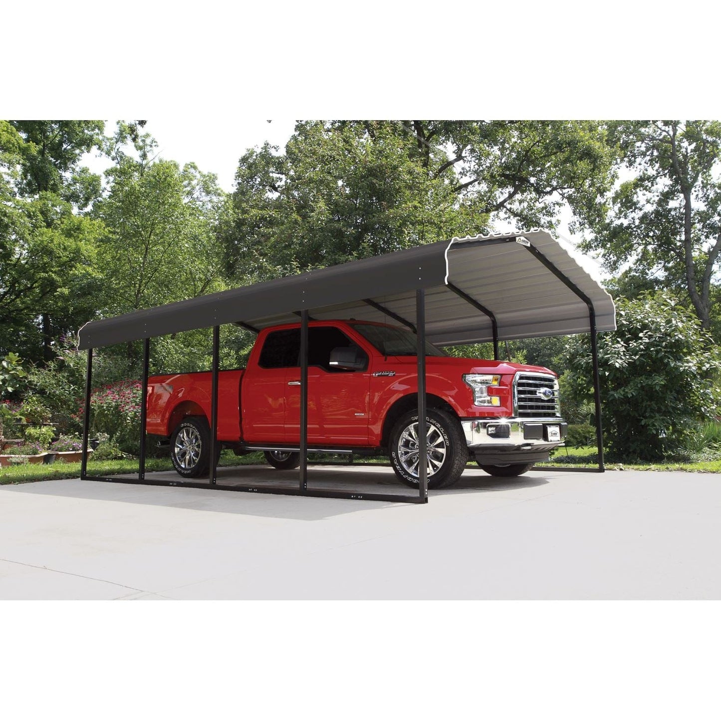 Arrow Steel Carport 12' x 20' x 7' Galvanized Black/Charcoal - mygreenhousestore.com