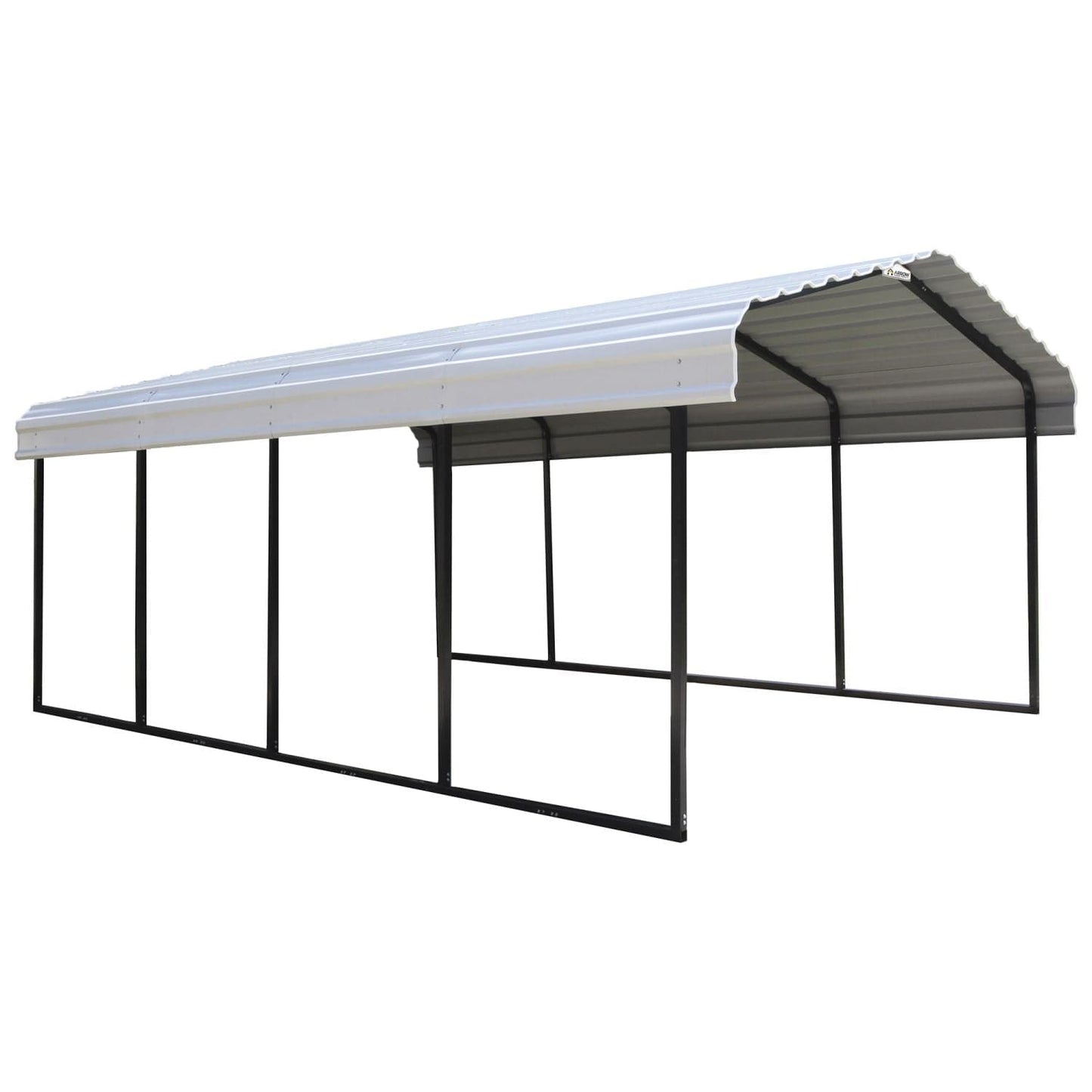 Arrow Steel Carport 12' x 20' x 7' Galvanized Black/Eggshell - mygreenhousestore.com