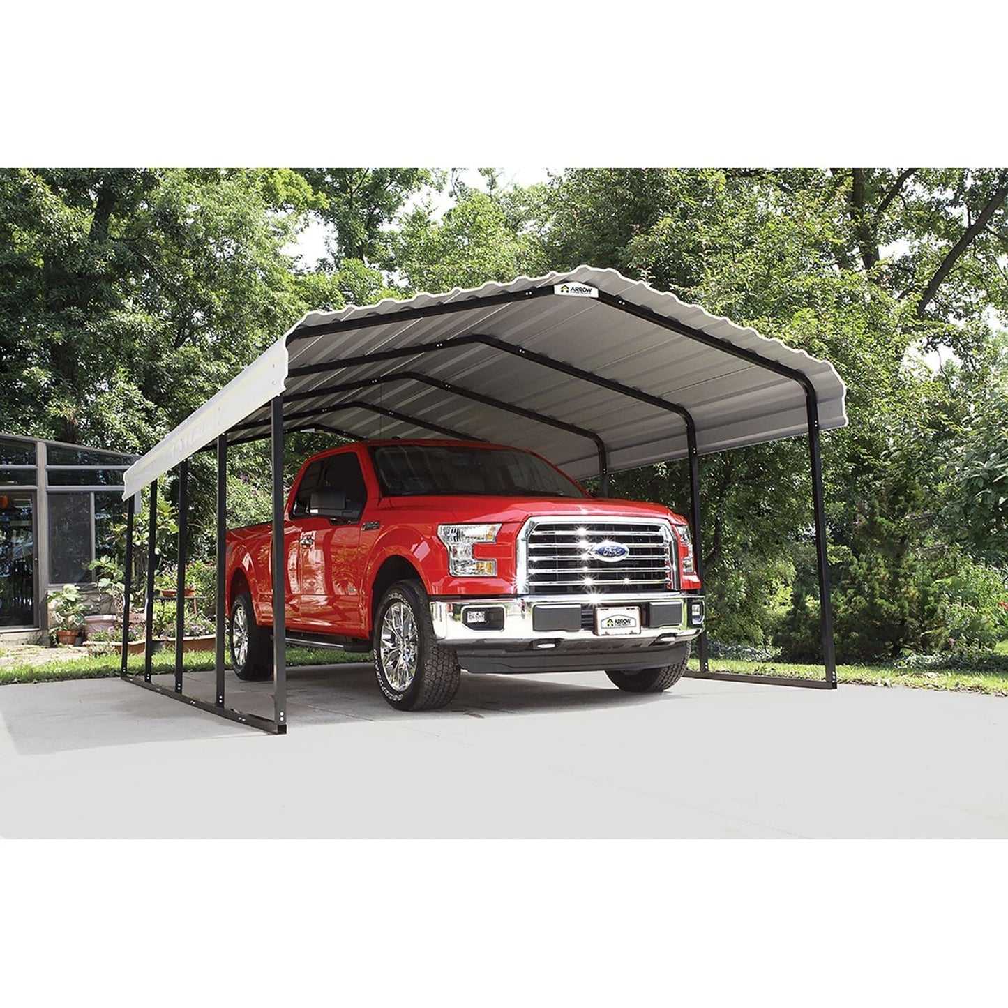 Arrow Steel Carport 12' x 20' x 7' Galvanized Black/Eggshell - mygreenhousestore.com