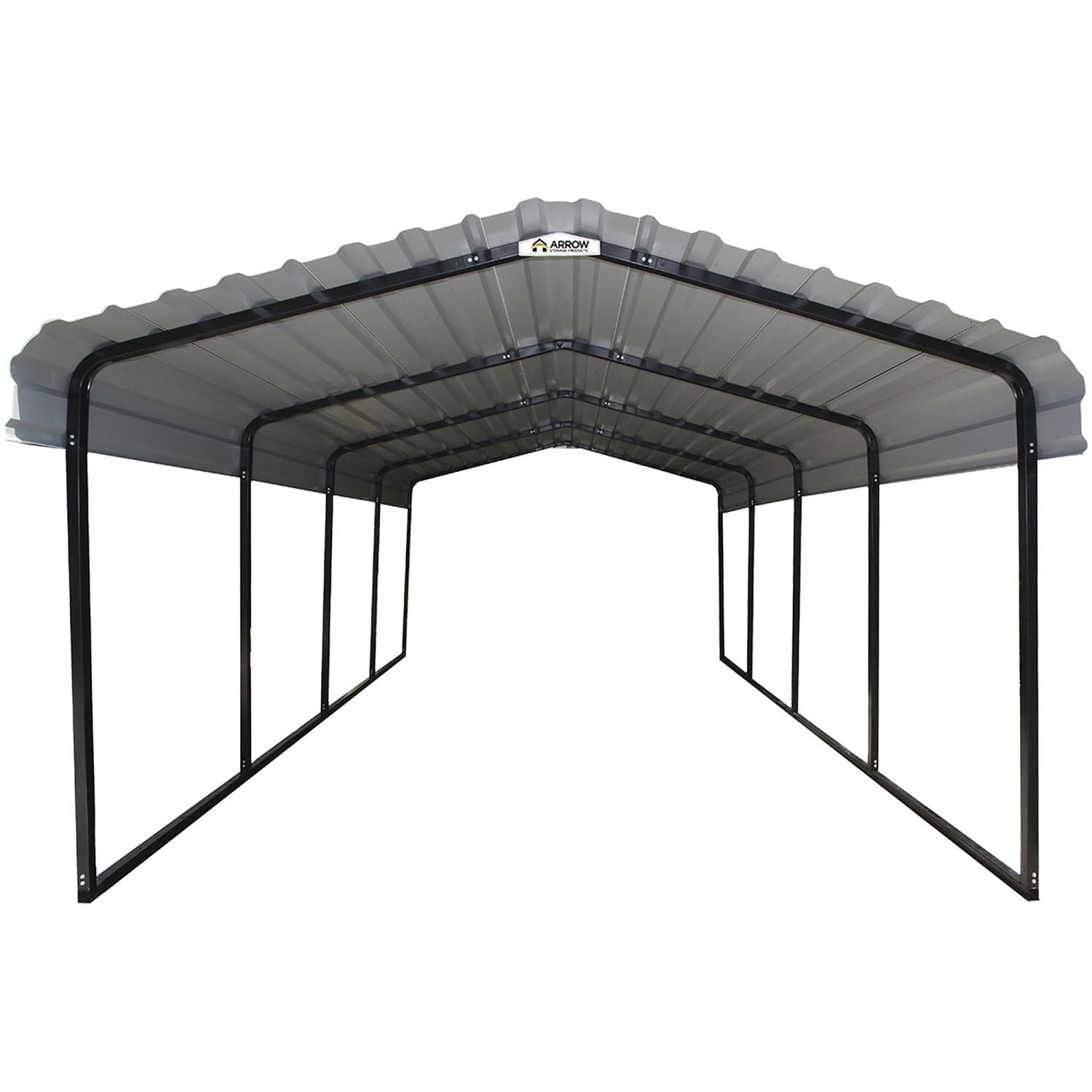 Arrow Steel Carport 12' x 24' x 7' Galvanized Black/Eggshell - mygreenhousestore.com