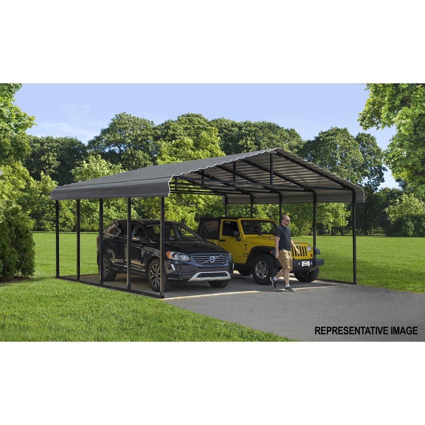 Arrow Carports Arrow | Carport 12x24x9 ft Charcoal CPHC122409