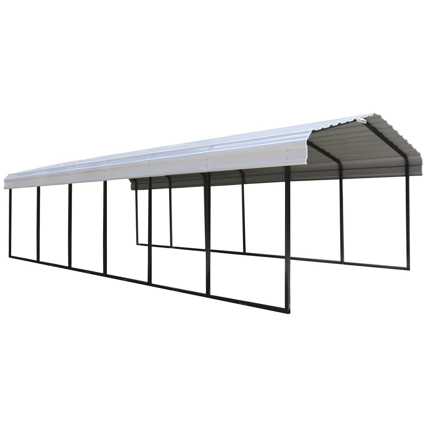 Arrow Steel Carport 12' x 29' x 7' Galvanized Black/Eggshell - mygreenhousestore.com