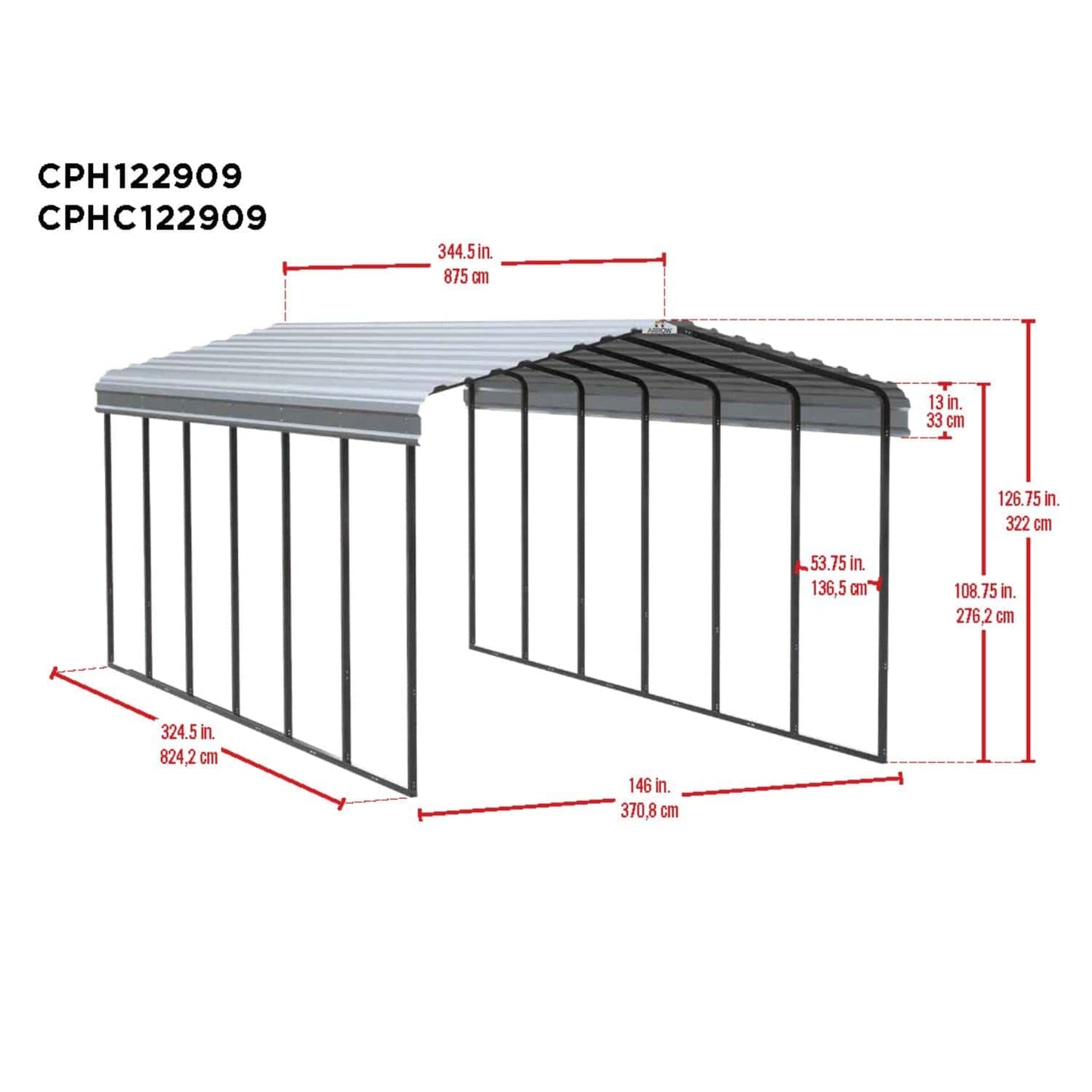 Arrow Carports Arrow | Carport 12x29x9 ft Eggshell CPH122909