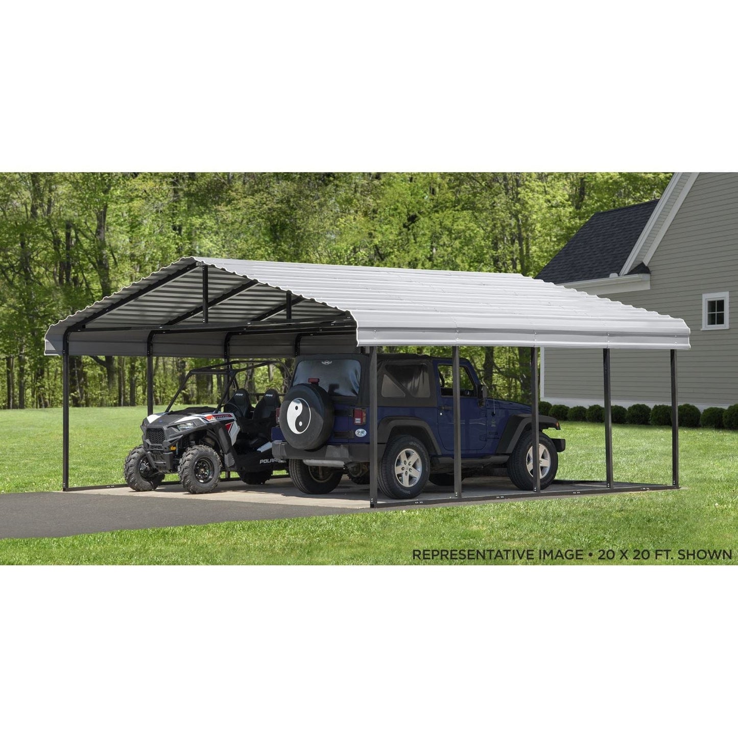 Arrow Carport 20' x 20' - Charcoal - mygreenhousestore.com