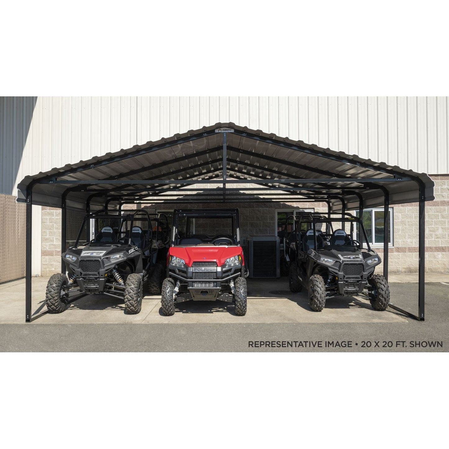 Arrow Carport 20' x 20' - Charcoal - mygreenhousestore.com