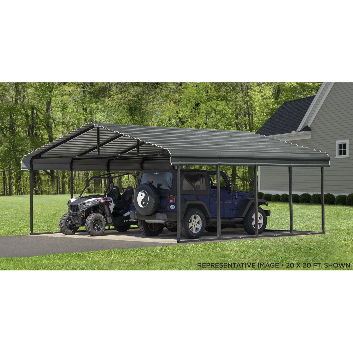 Arrow Carport 20 x 24 - Charcoal - mygreenhousestore.com