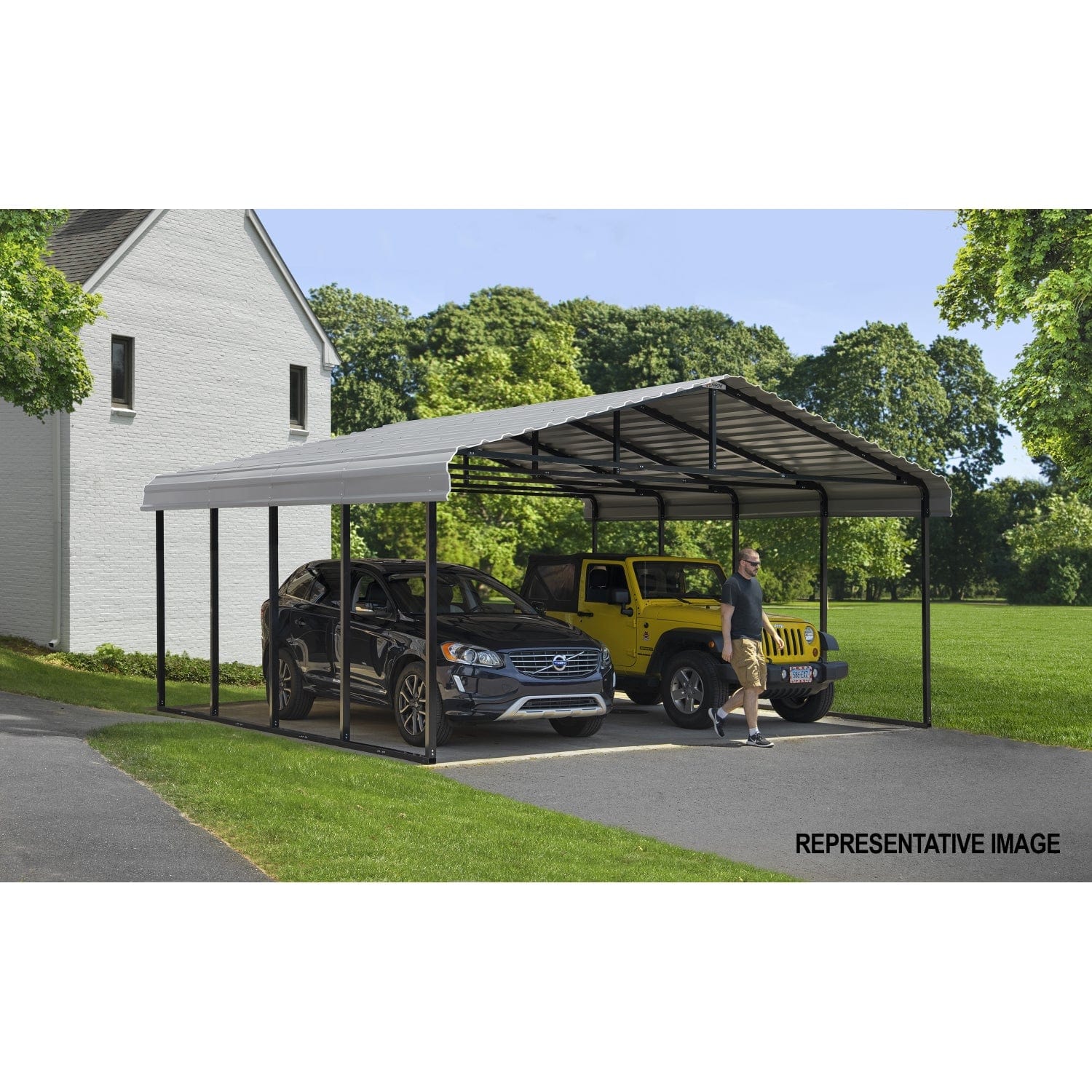 Arrow Carports Arrow | Carport 20x24x9 ft Eggshell CPH202409