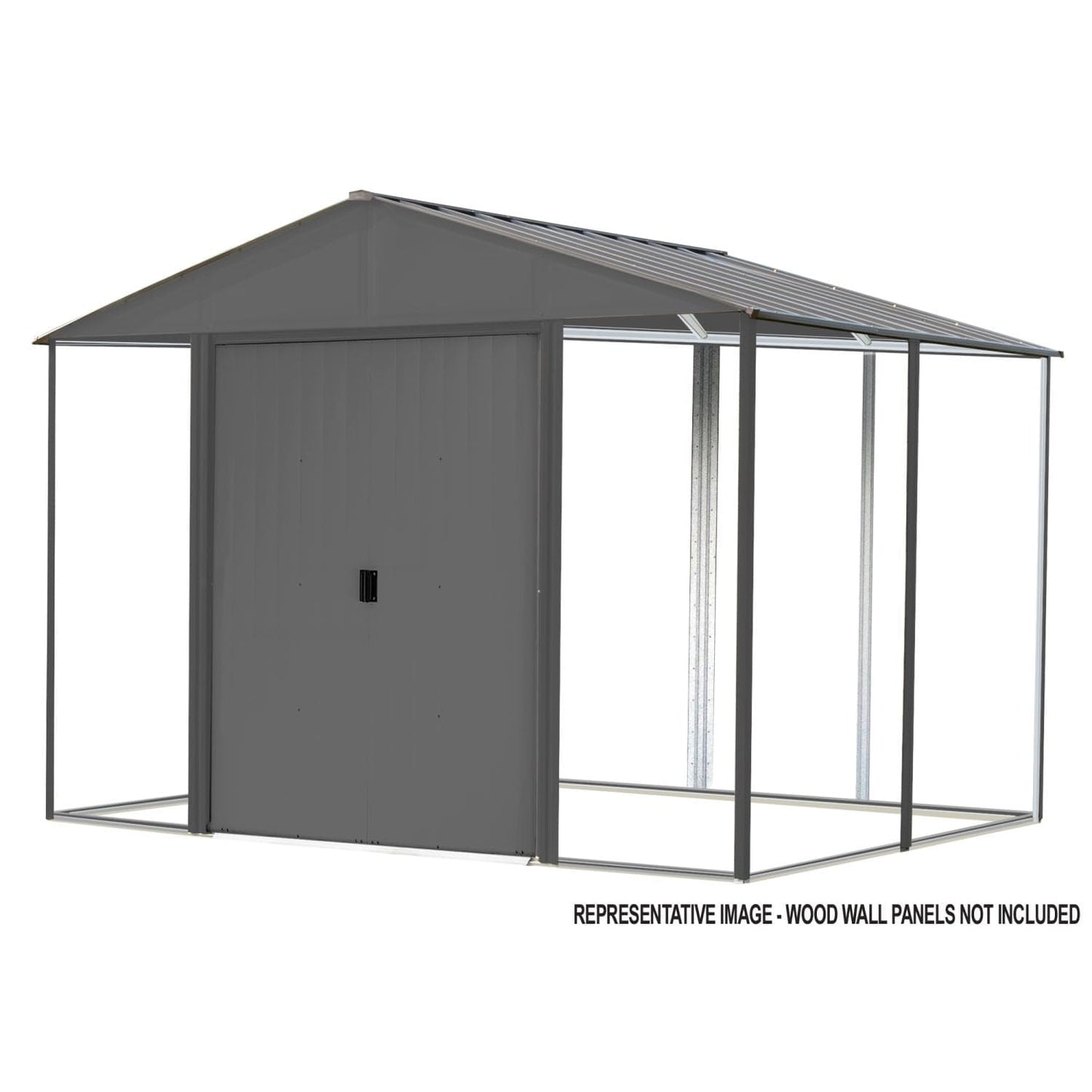 Arrow Ironwood Steel Hybrid Shed Kit 8' x 8' Galvanized Anthracite - mygreenhousestore.com