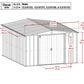 Arrow Metal Storage Shed Kit Arrow | Classic Steel Storage Shed, 10x12 ft., Flute Grey CLG1012FG