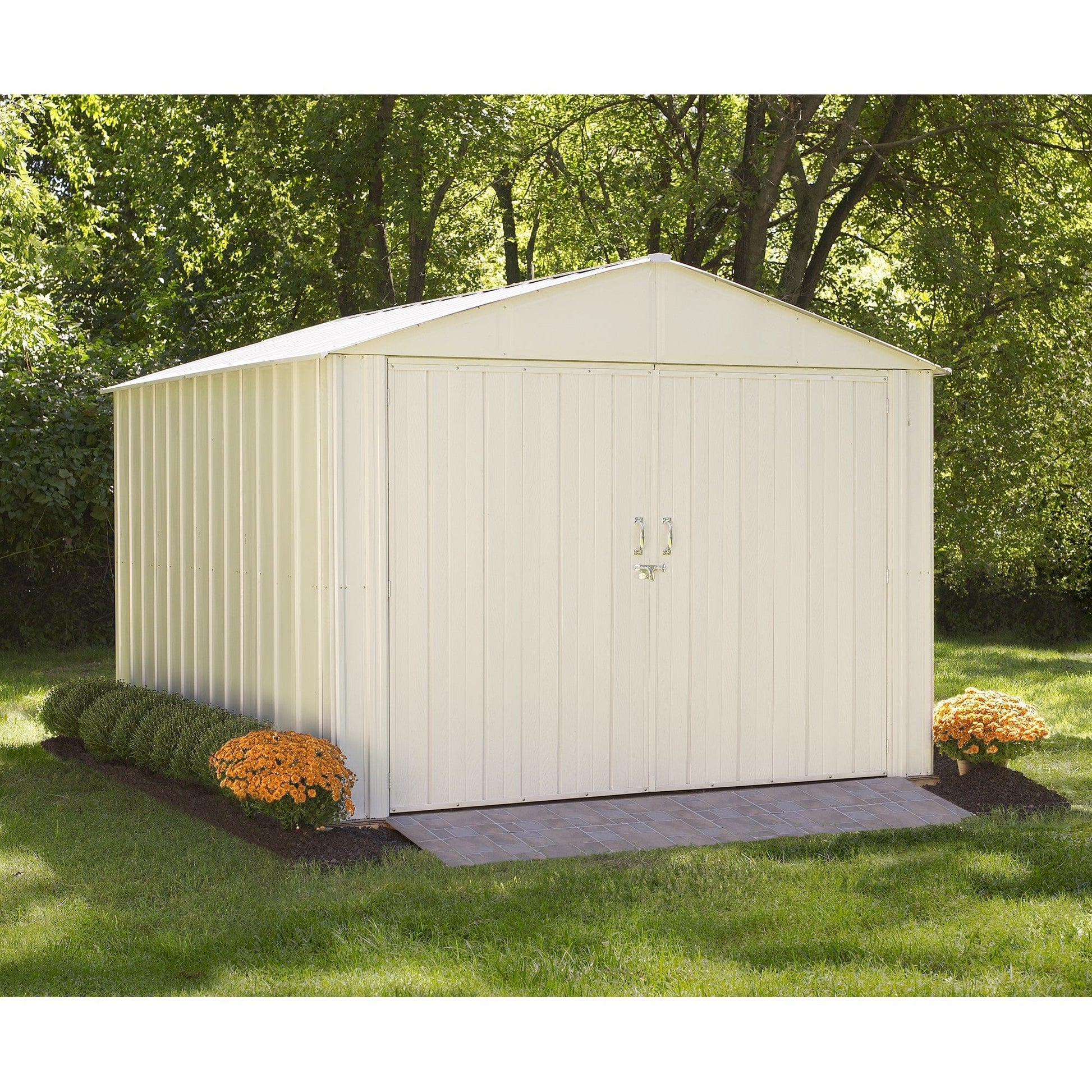 Arrow Commander Steel Storage Building Eggshell - 10' x 15' - mygreenhousestore.com