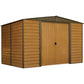 Arrow Woodridge 10' x 8' Steel Storage Shed Coffee/Woodgrain - mygreenhousestore.com